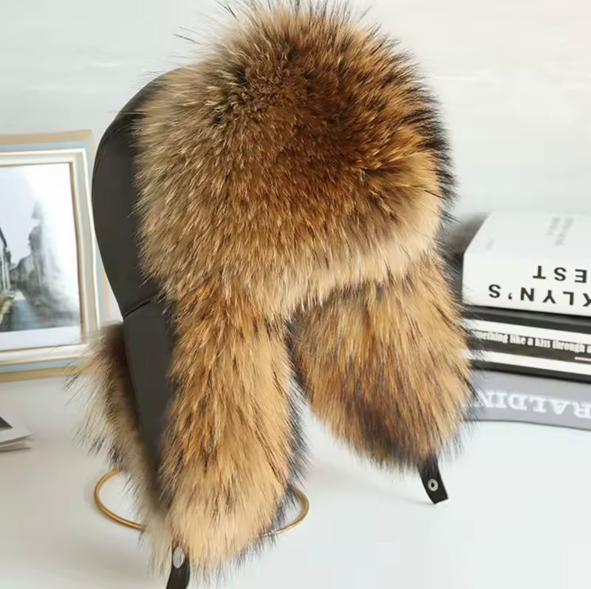 Raccoon Faux Fur Trapper Hat – Fluffy Winter Ear Flap Hat Unisex