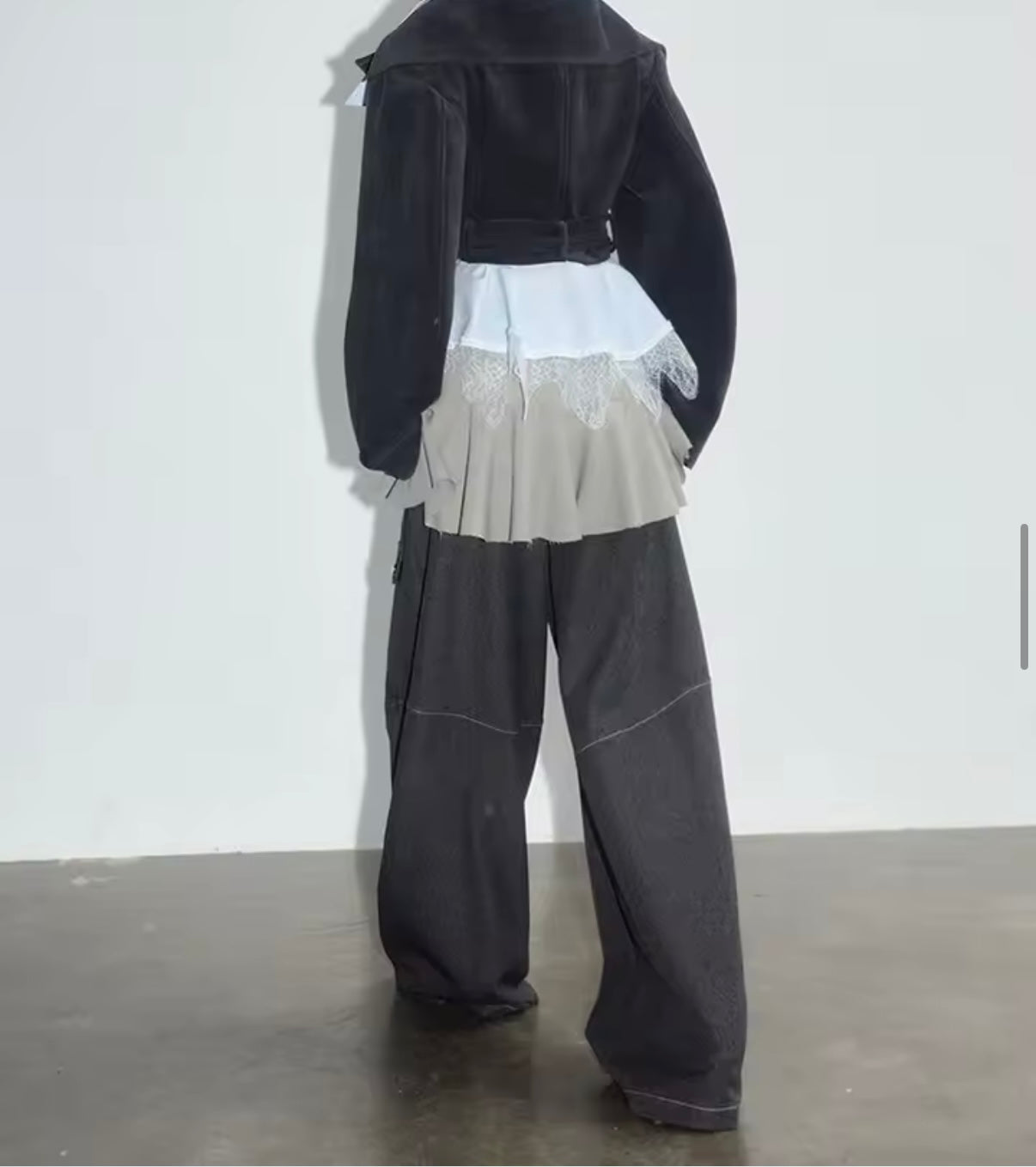 Dark Grey Women’s Deconstructed Patchwork Blazer – Asymmetric Layered Fashion Jacket